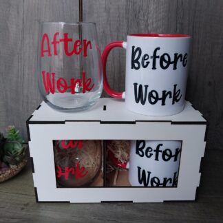 Before work After work gin glass & Mug