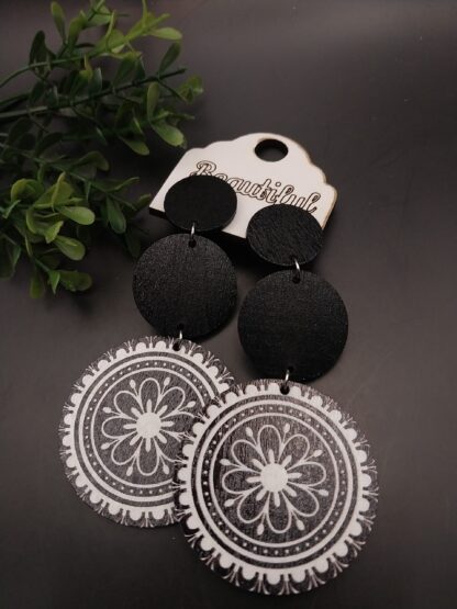 3 Circle Black & White Earrings