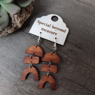 3 Layer Stained wood Drop earrings