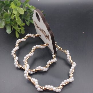 Beaded hoop twisted earrings