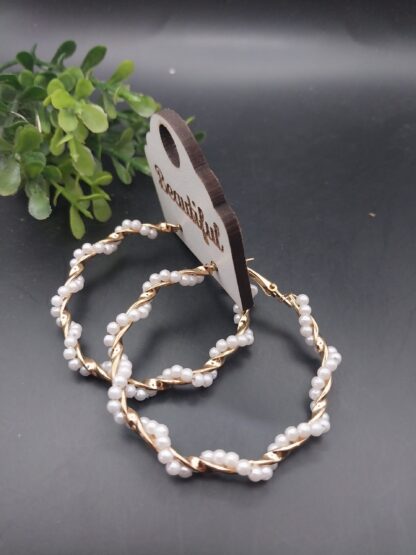 Beaded hoop twisted earrings