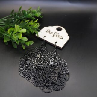 Black Pattern Metal Earrings
