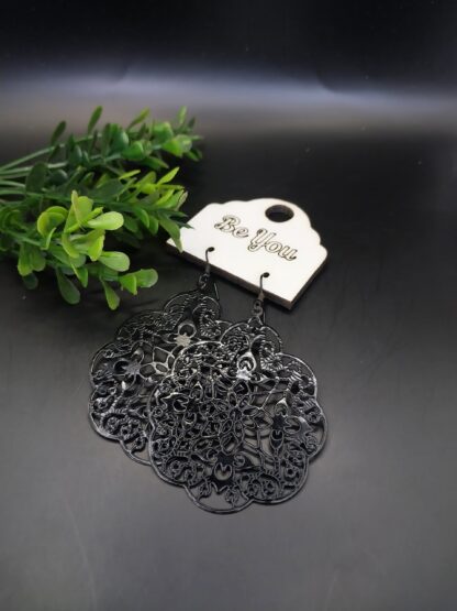 Black Pattern Metal Earrings