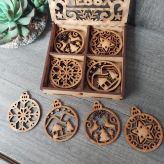 Christmas ornaments in box