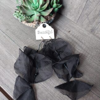Black Material with beads